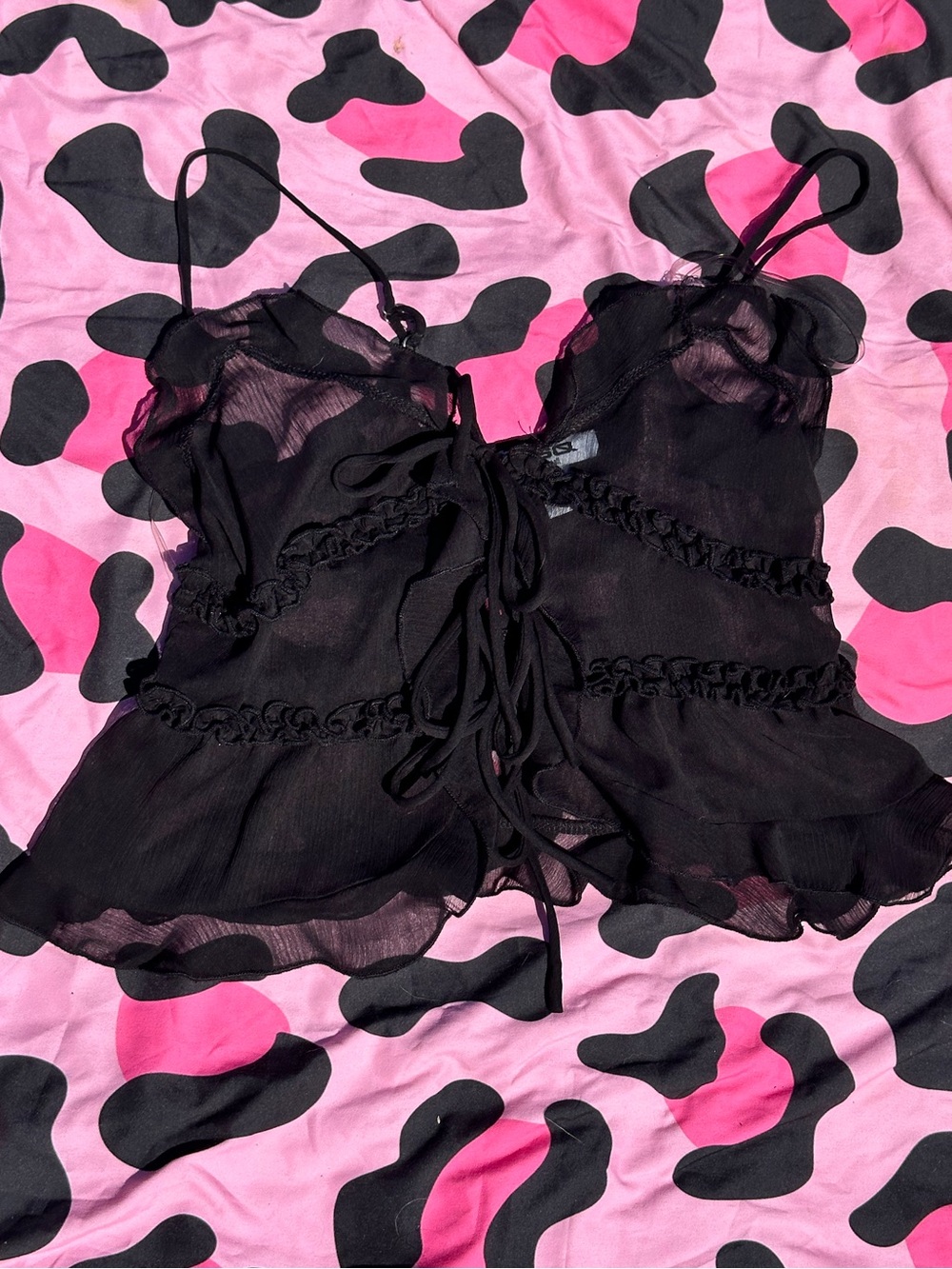 tilly’s sheer lace up tank top